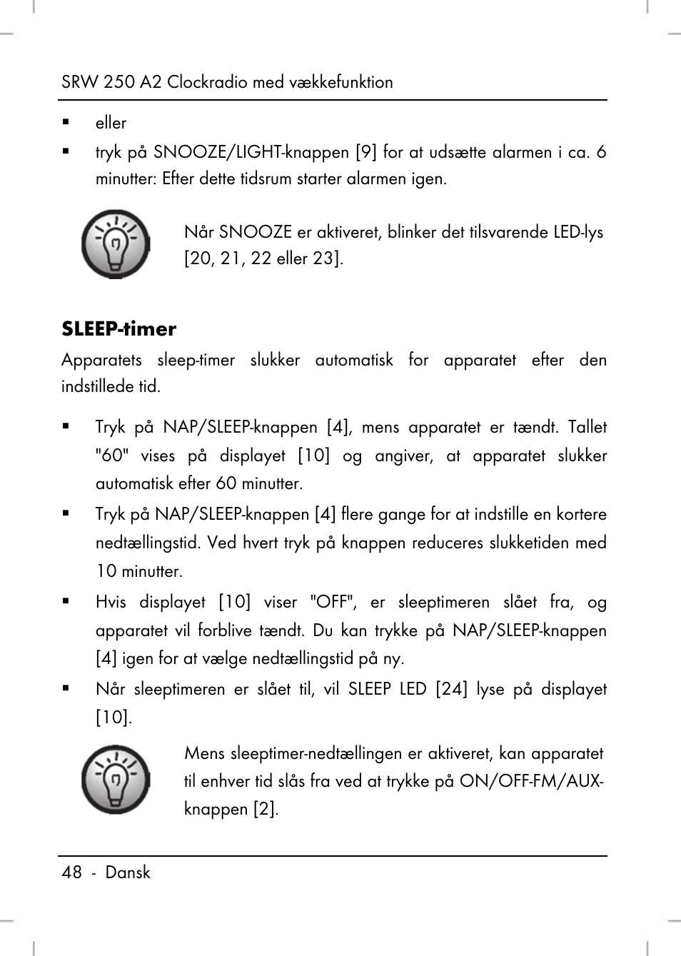 Sleep-timer | Silvercrest SRW 250 A2 User Manual | Page 50 / 144