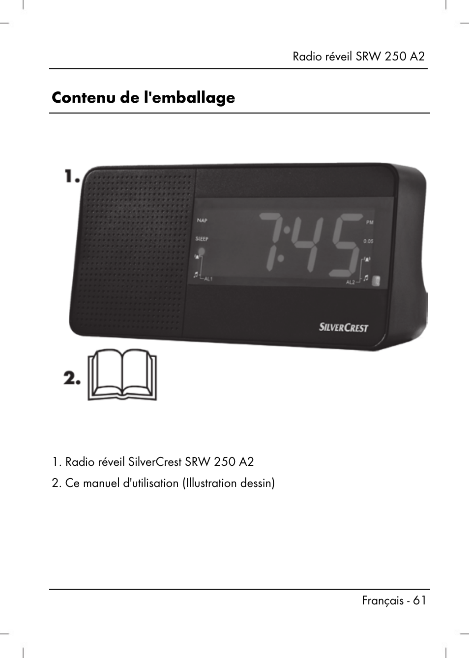 Contenu de l'emballage | Silvercrest SRW 250 A2 User Manual | Page 63 / 144