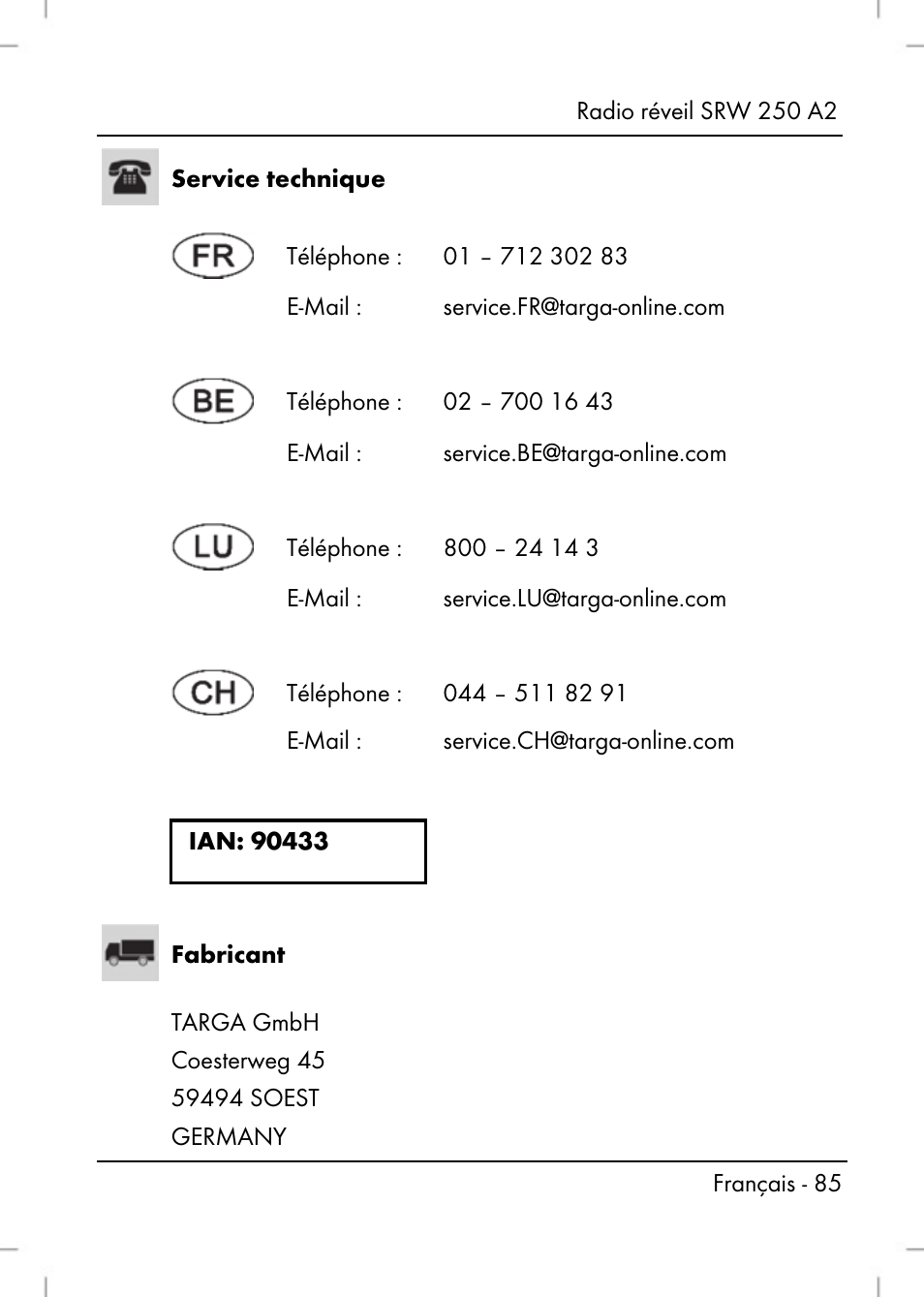 Silvercrest SRW 250 A2 User Manual | Page 87 / 144