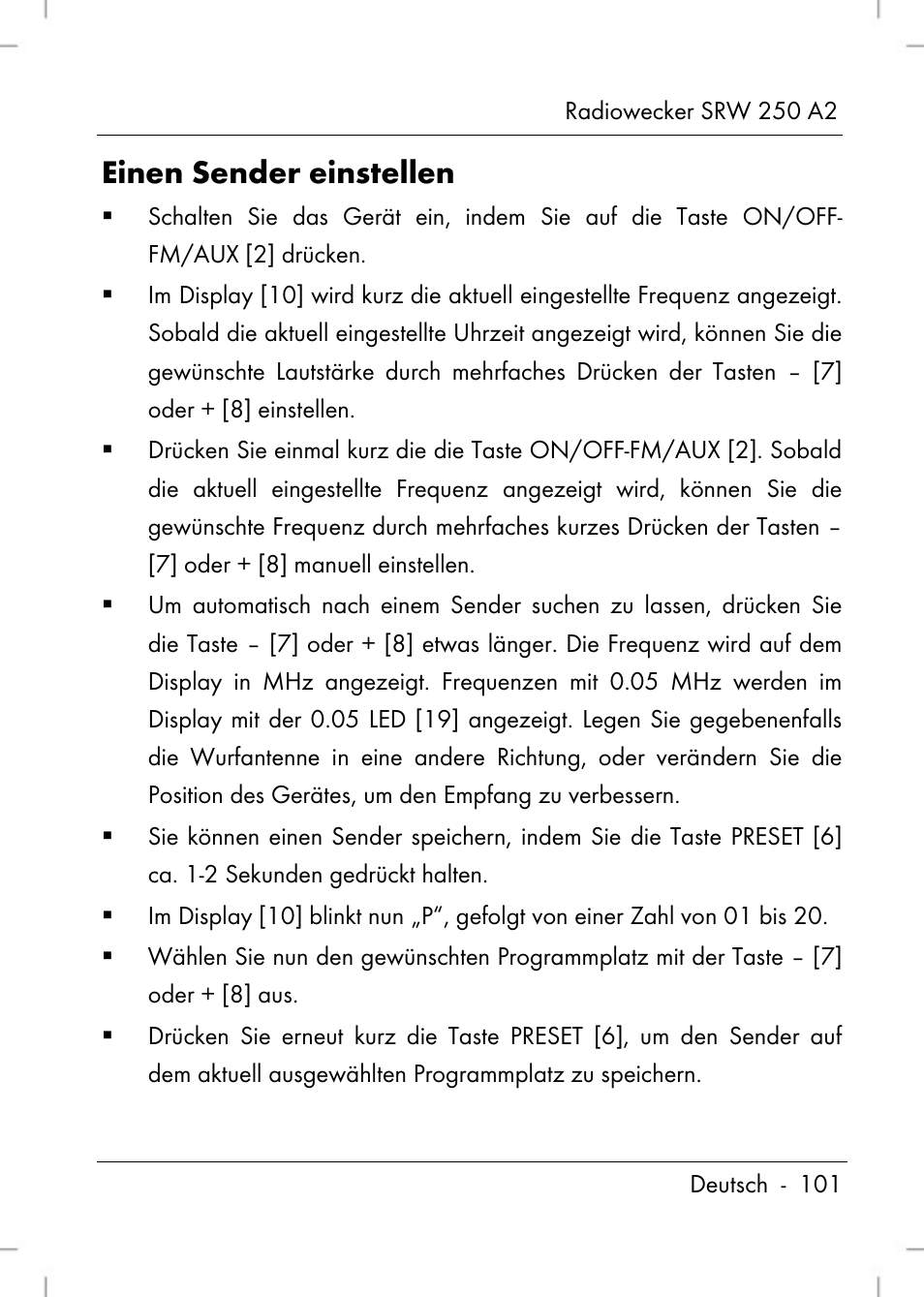 Einen sender einstellen | Silvercrest SRW 250 A2 User Manual | Page 103 / 118