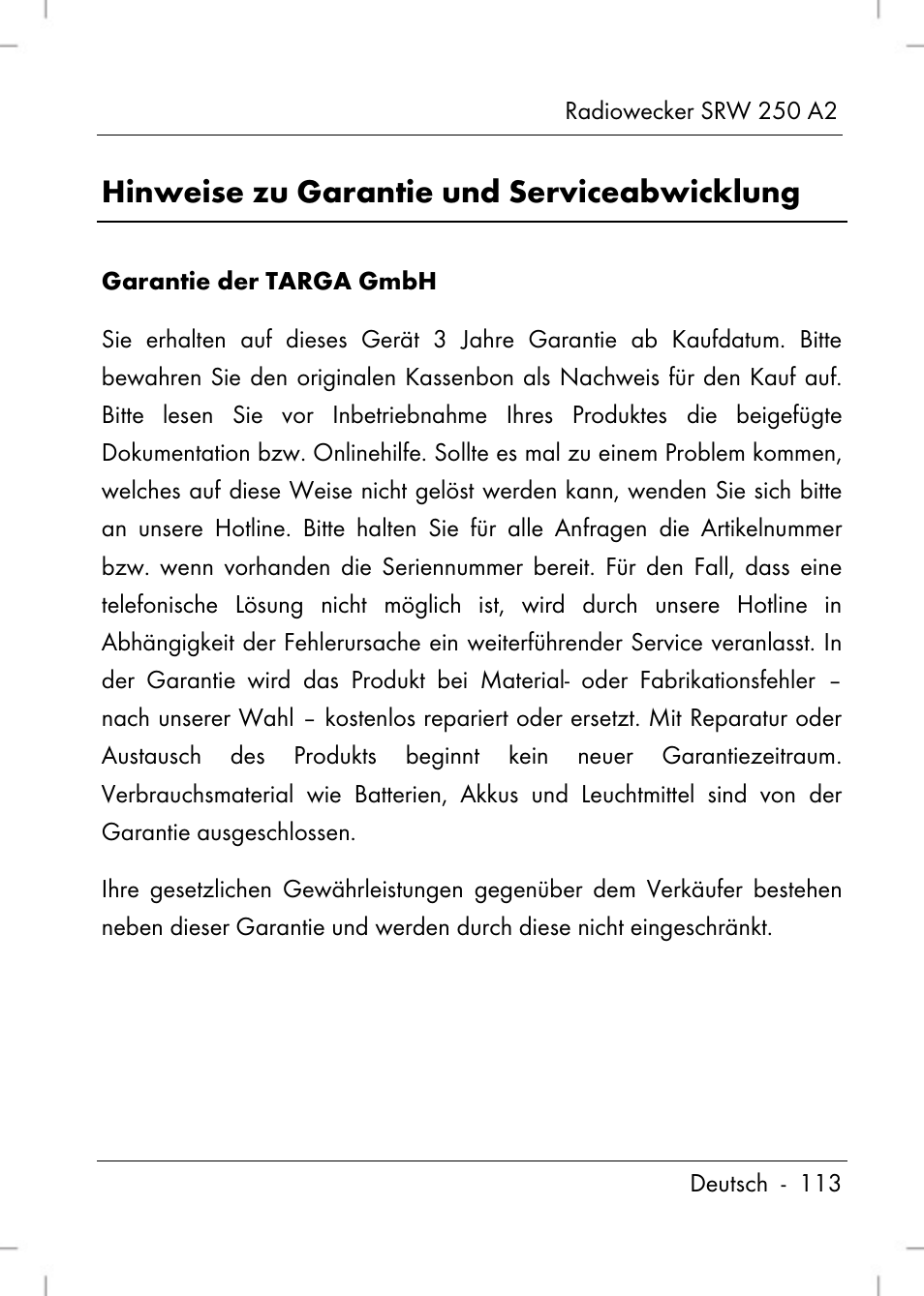 Hinweise zu garantie und serviceabwicklung | Silvercrest SRW 250 A2 User Manual | Page 115 / 118