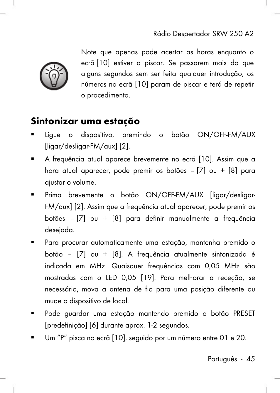 Sintonizar uma estação | Silvercrest SRW 250 A2 User Manual | Page 47 / 118