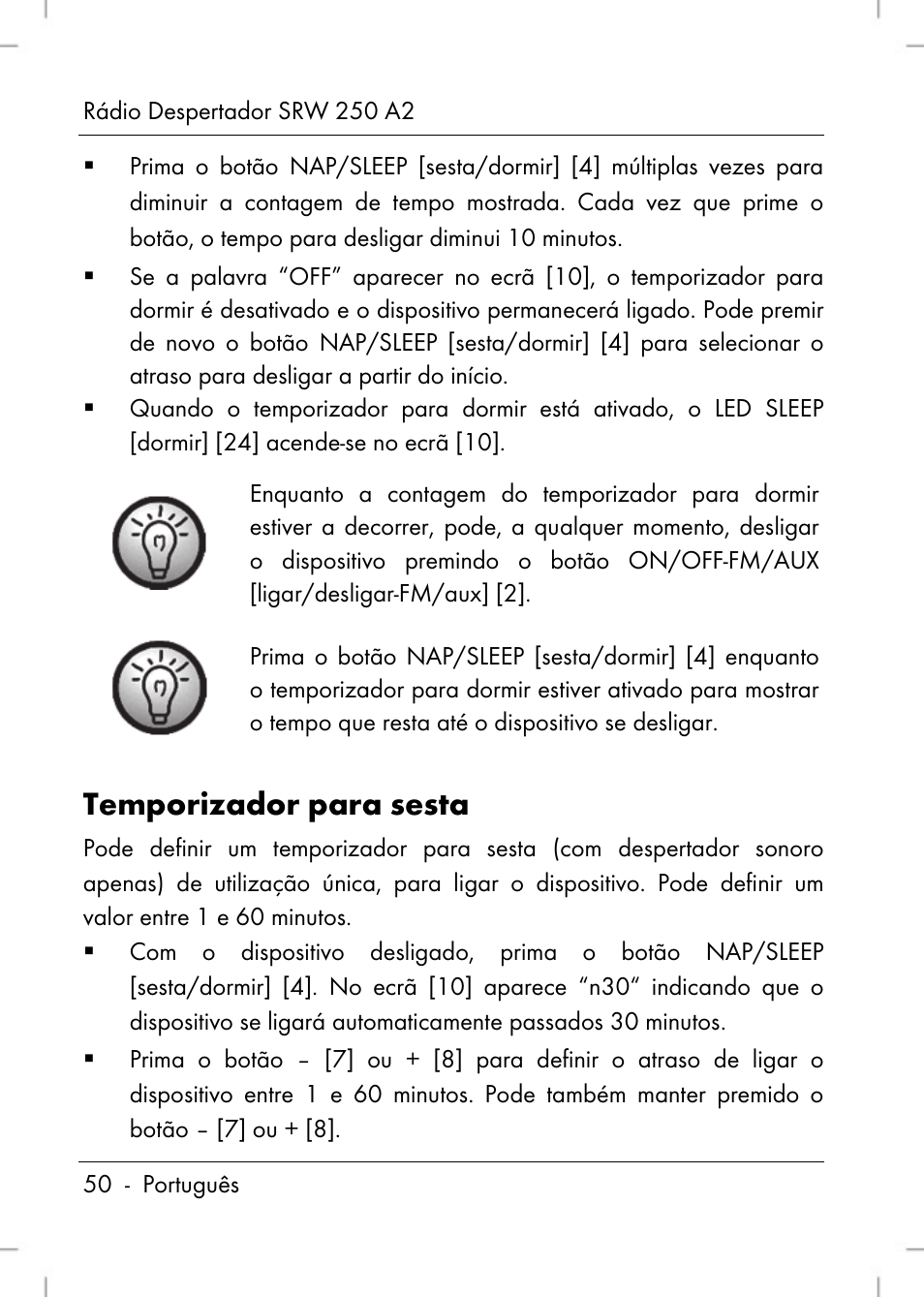 Temporizador para sesta | Silvercrest SRW 250 A2 User Manual | Page 52 / 118