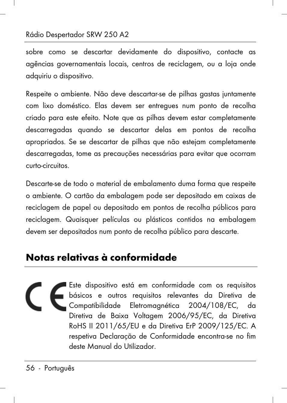Notas relativas à conformidade | Silvercrest SRW 250 A2 User Manual | Page 58 / 118