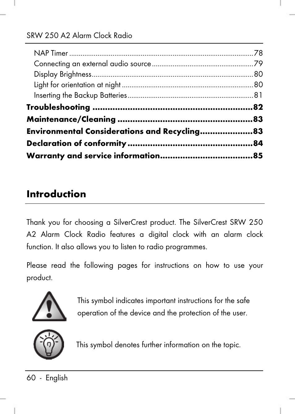 Introduction | Silvercrest SRW 250 A2 User Manual | Page 62 / 118