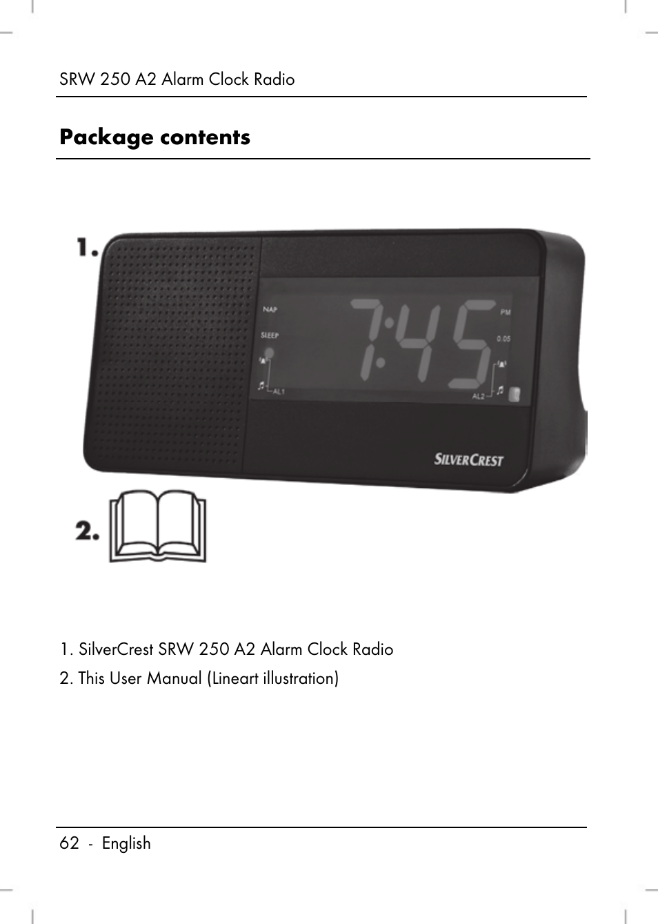 Package contents | Silvercrest SRW 250 A2 User Manual | Page 64 / 118