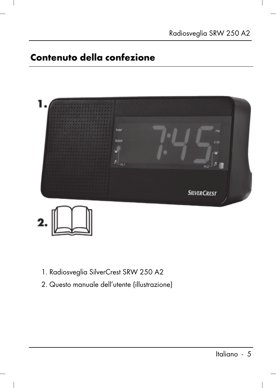 Contenuto della confezione | Silvercrest SRW 250 A2 User Manual | Page 7 / 118
