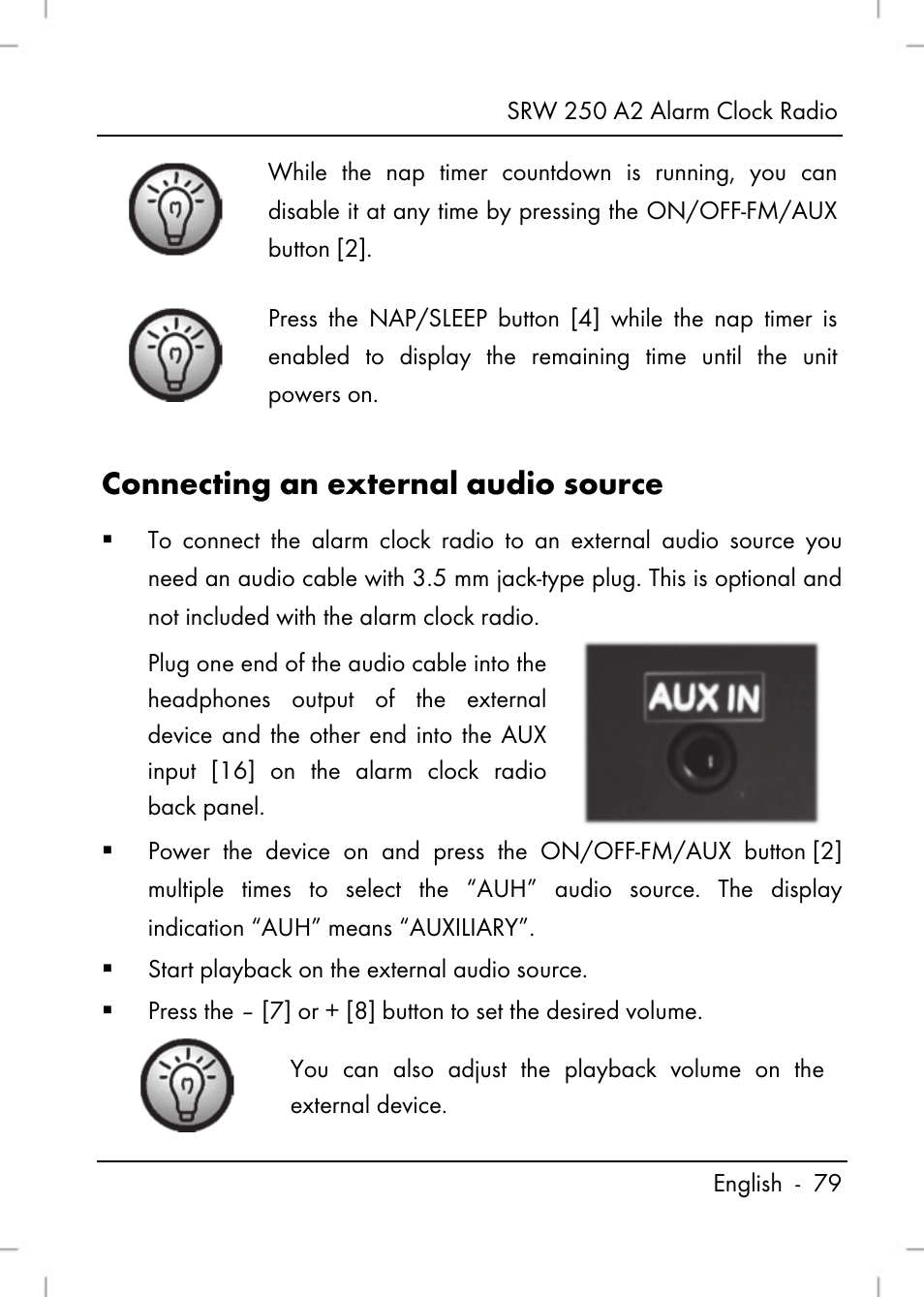 Connecting an external audio source | Silvercrest SRW 250 A2 User Manual | Page 81 / 118