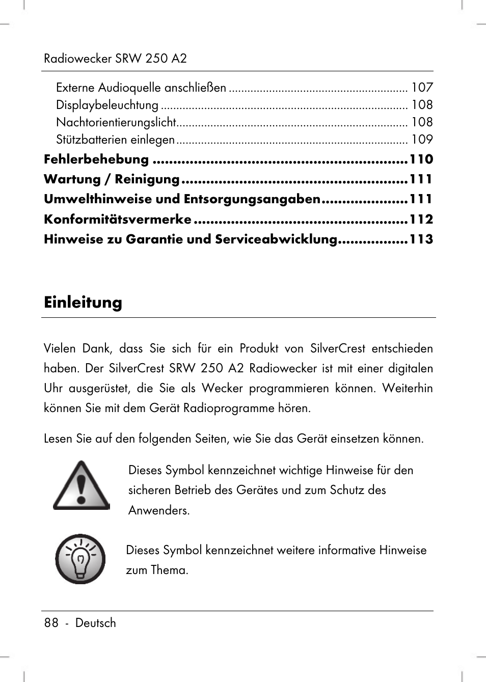 Einleitung | Silvercrest SRW 250 A2 User Manual | Page 90 / 118