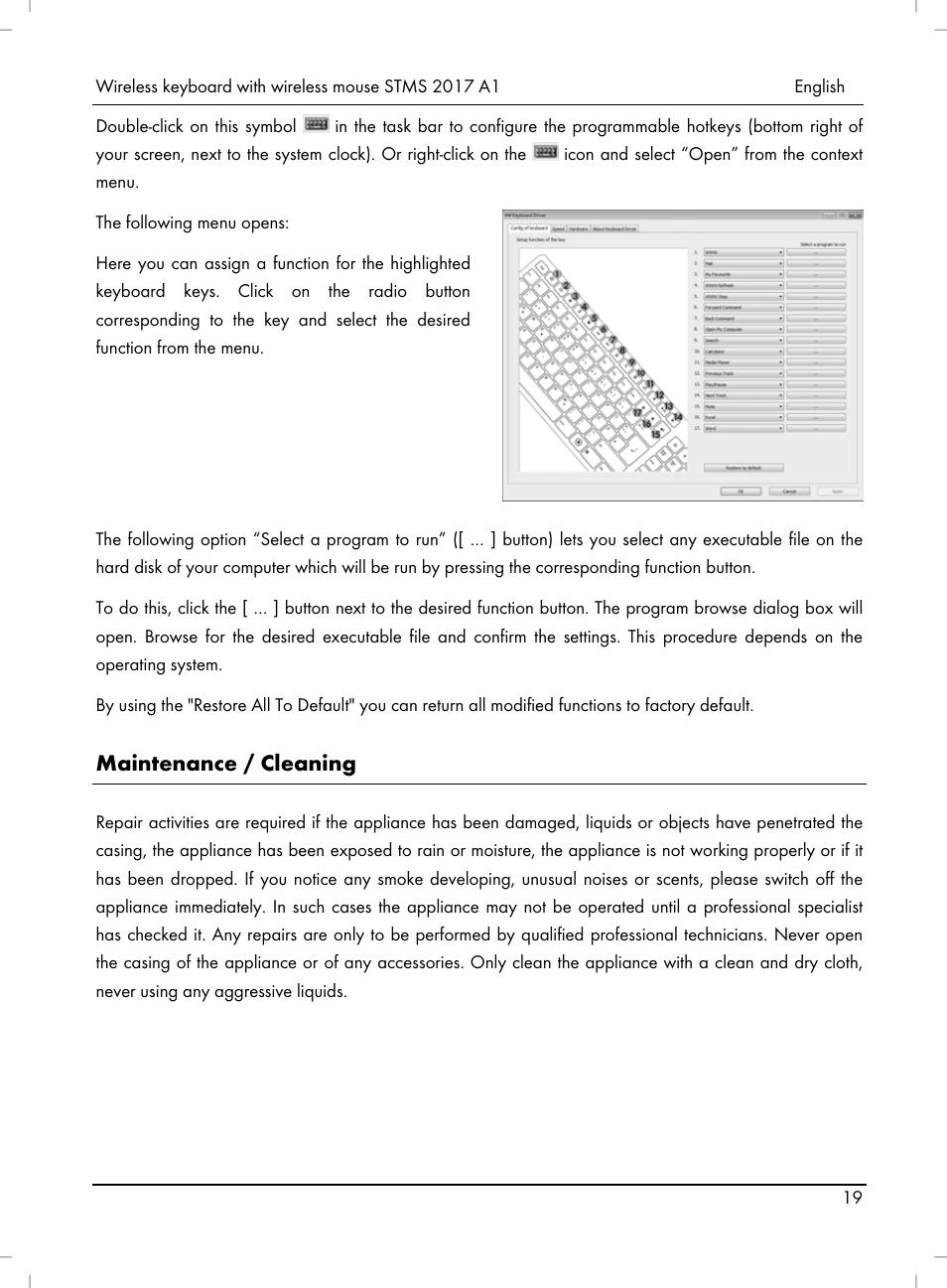 Maintenance / cleaning | Silvercrest STMS 2017 A1 User Manual | Page 21 / 92