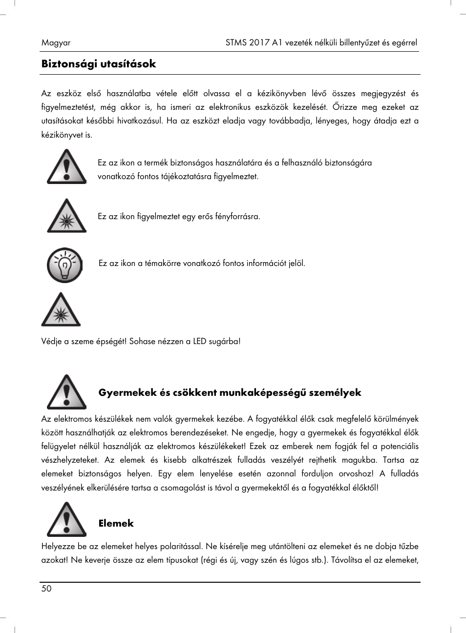 Biztonsági utasítások | Silvercrest STMS 2017 A1 User Manual | Page 52 / 92