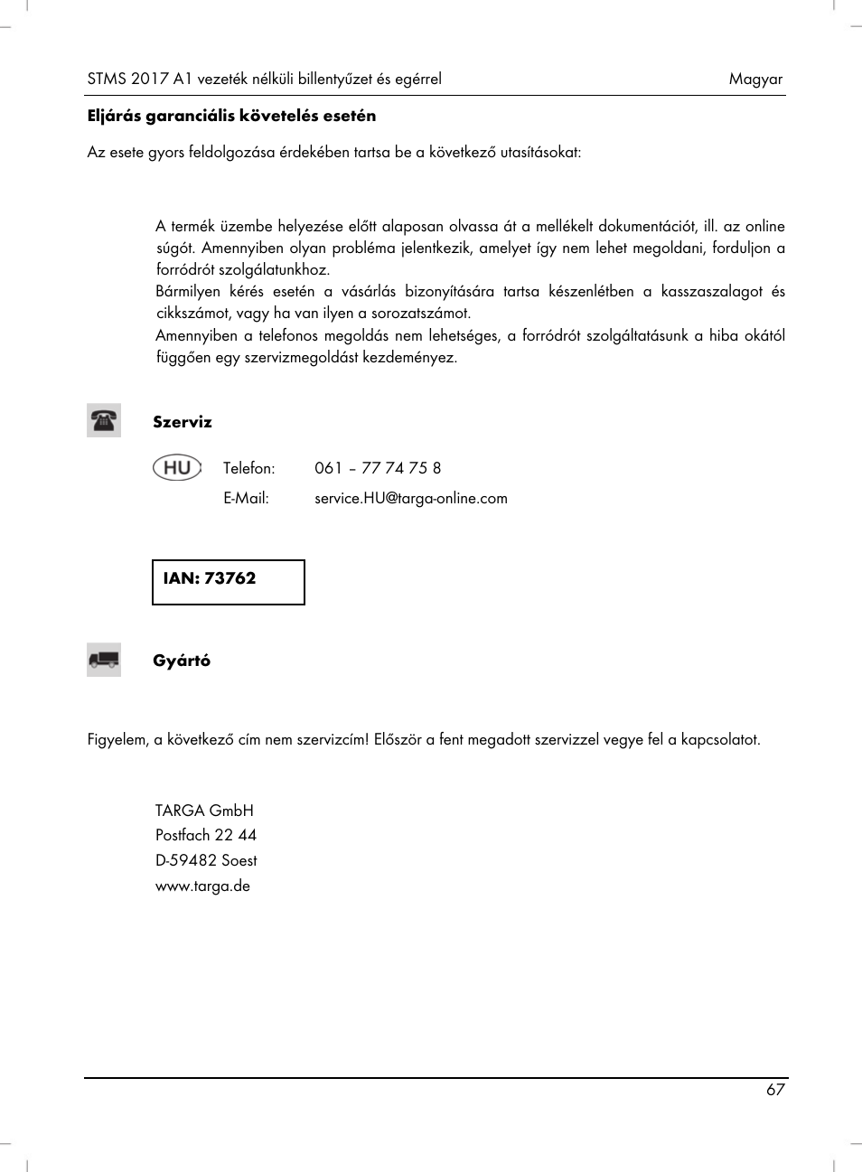 Silvercrest STMS 2017 A1 User Manual | Page 69 / 92