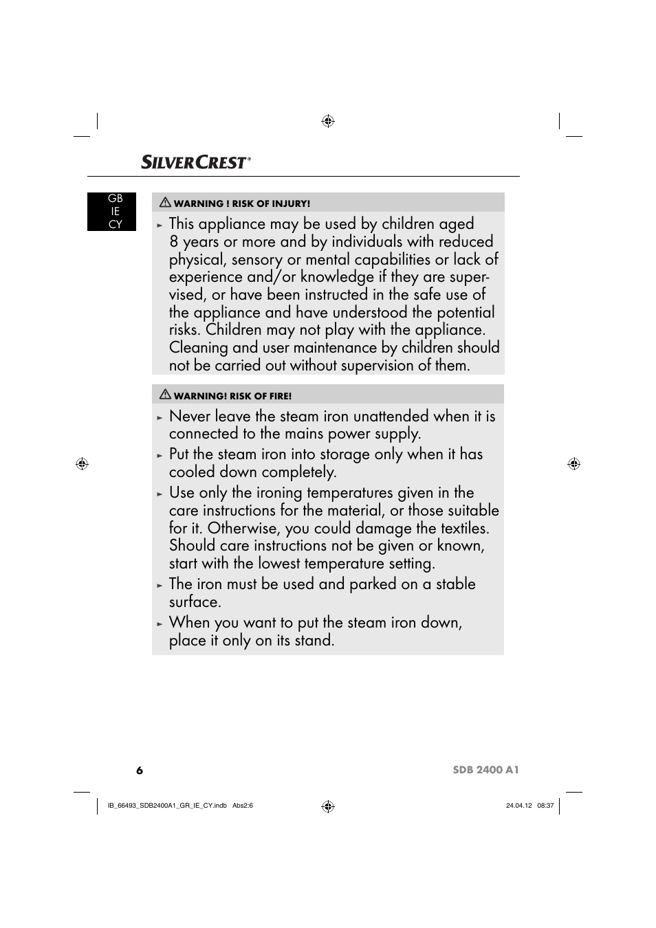 Silvercrest SDB 2400 A1 User Manual | Page 8 / 37