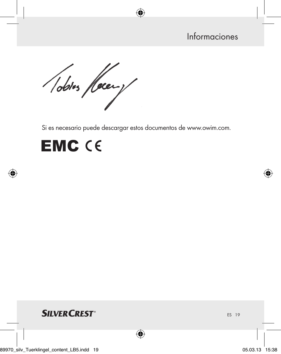 Informaciones | Silvercrest Z30914 User Manual | Page 19 / 72