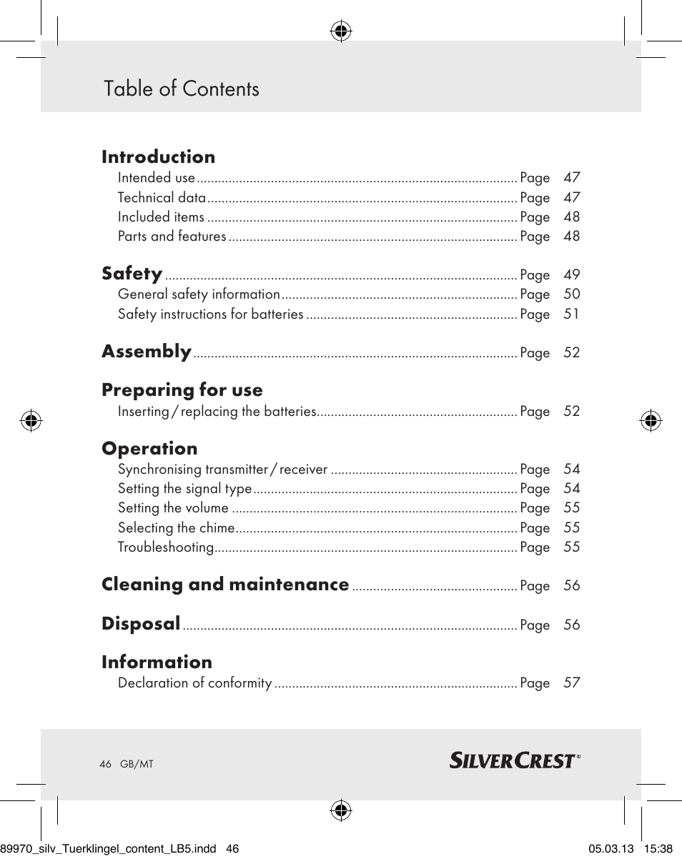 Silvercrest Z30914 User Manual | Page 46 / 72