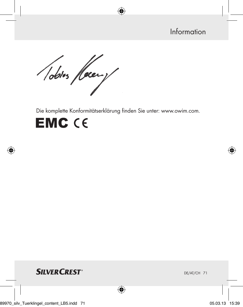 Information | Silvercrest Z30914 User Manual | Page 71 / 72