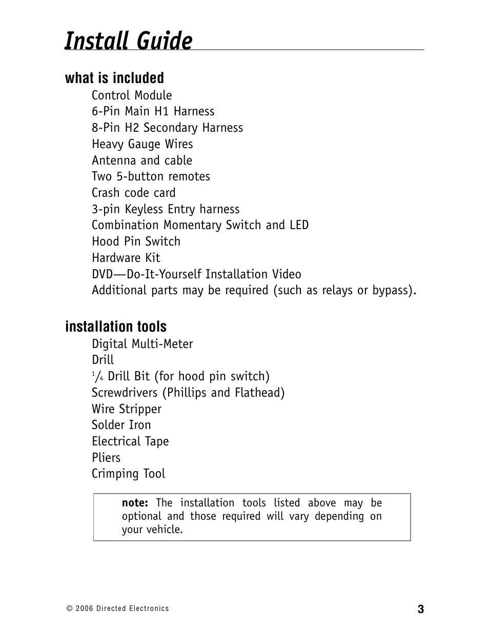 Install guide, What is included, Installation tools | Ready Remote 24927 User Manual | Page 6 / 79