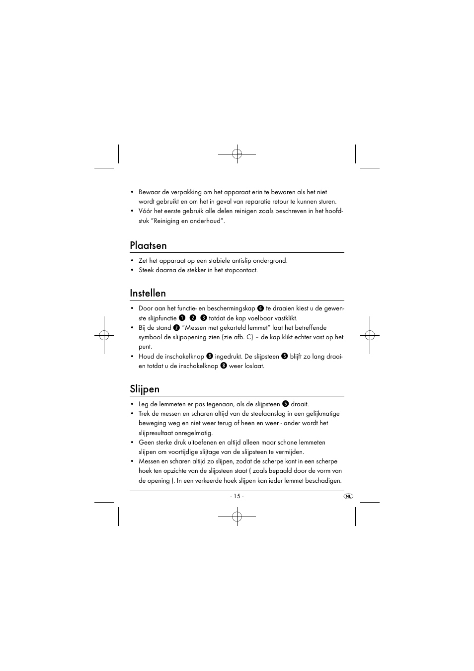 Plaatsen, Instellen, Slijpen | Q w e | Silvercrest SEAS 20 A1 User Manual | Page 18 / 43