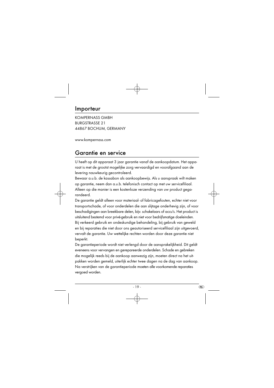 Importeur, Garantie en service | Silvercrest SEAS 20 A1 User Manual | Page 22 / 43