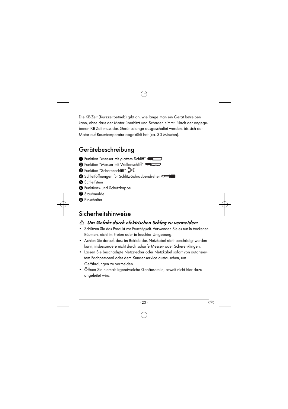 Gerätebeschreibung, Sicherheitshinweise, Um gefahr durch elektrischen schlag zu vermeiden | Silvercrest SEAS 20 A1 User Manual | Page 26 / 43