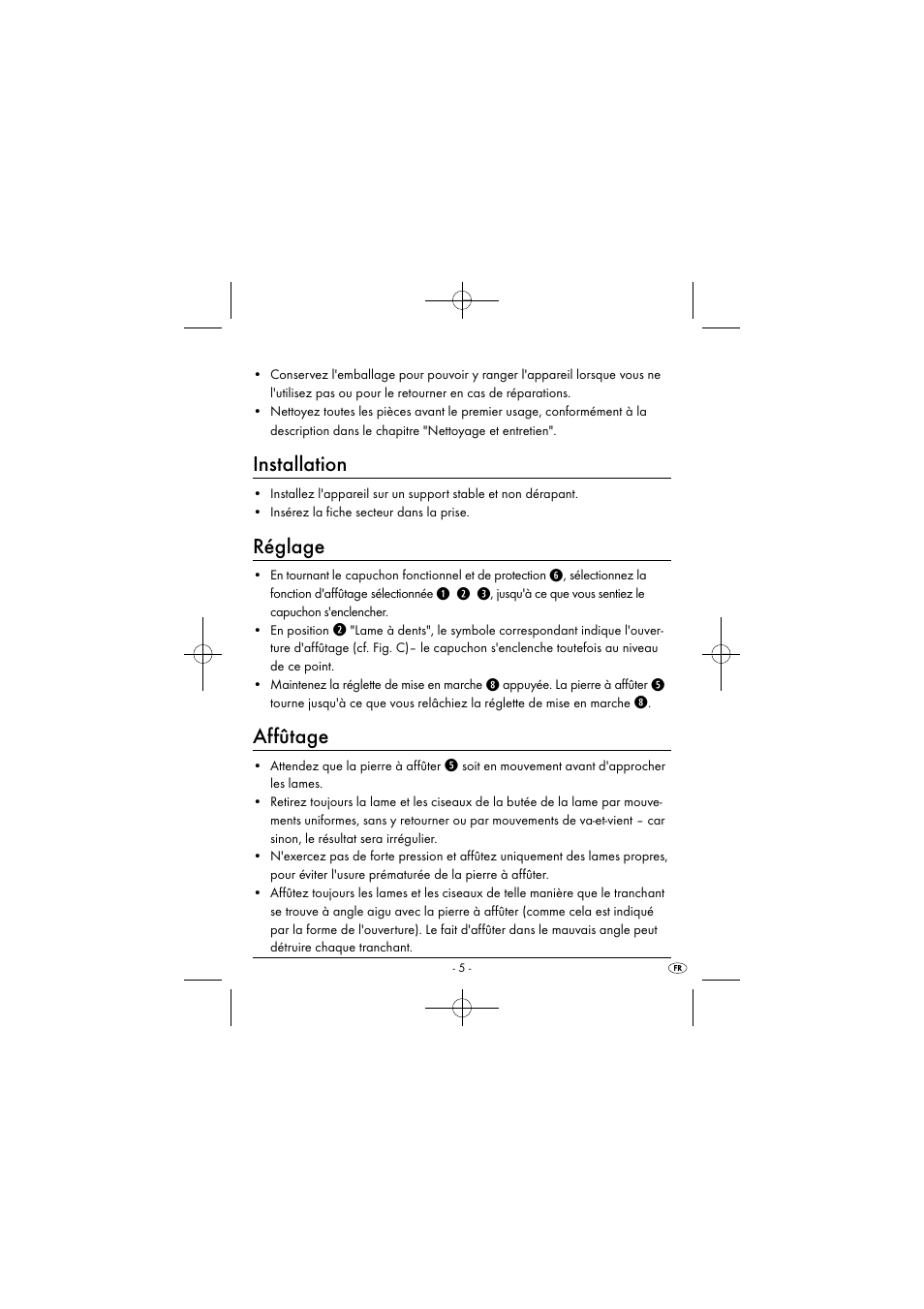 Installation, Réglage, Affûtage | Q w e | Silvercrest SEAS 20 A1 User Manual | Page 8 / 43