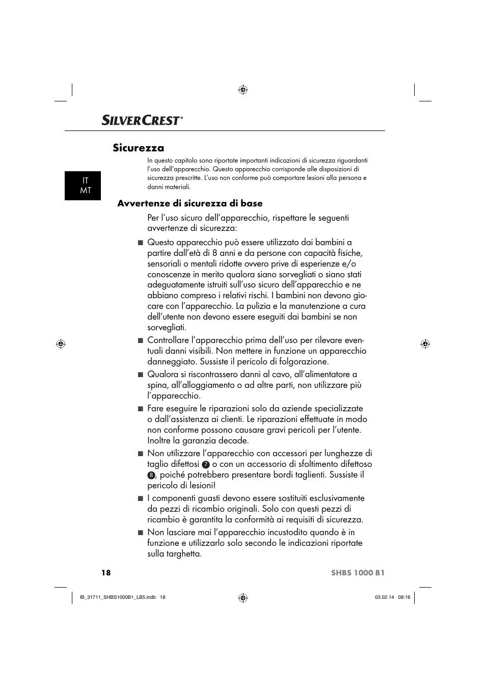 Sicurezza, O con un accessorio di sfoltimento difettoso | Silvercrest SHBS 1000 A1 User Manual | Page 21 / 74