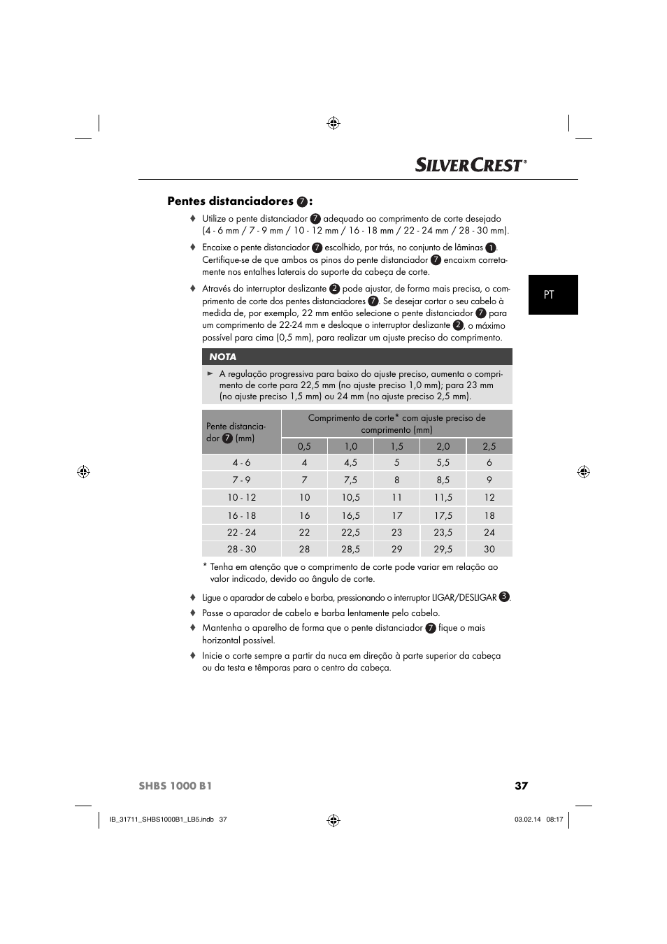 Pt pentes distanciadores | Silvercrest SHBS 1000 A1 User Manual | Page 40 / 74