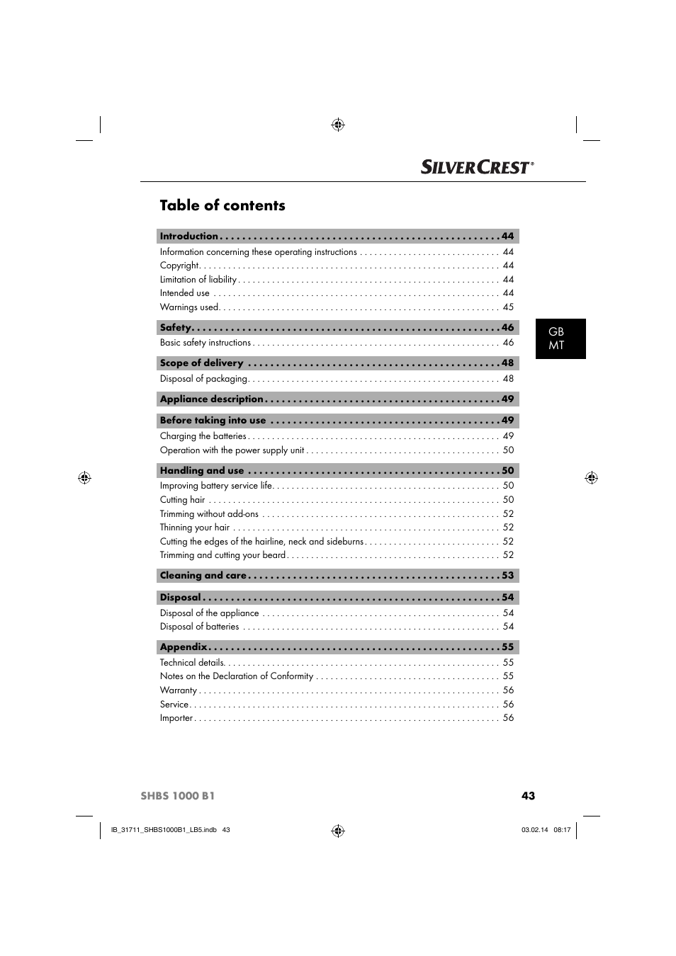 Silvercrest SHBS 1000 A1 User Manual | Page 46 / 74