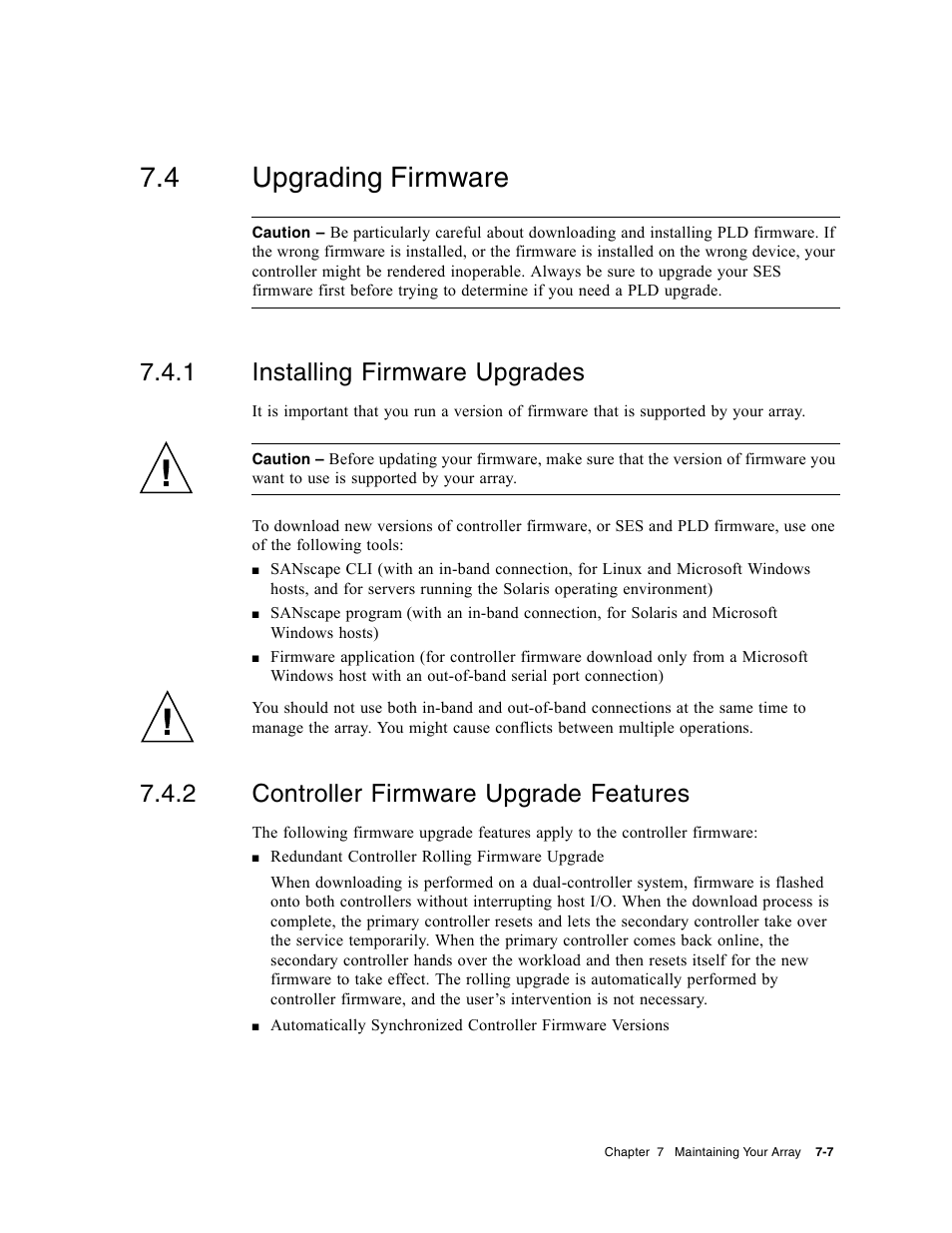 4 upgrading firmware, 1 installing firmware upgrades, 2 controller firmware upgrade features | Upgrading firmware, Installing firmware upgrades, Controller firmware upgrade features | Dot Hill Systems II 200 FC User Manual | Page 115 / 210