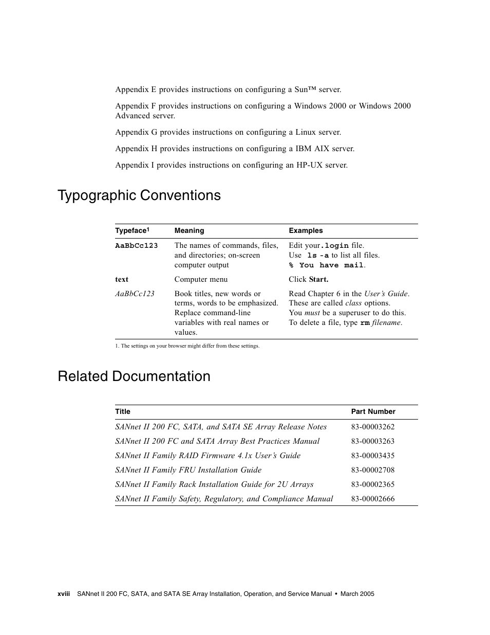 Typographic conventions, Related documentation | Dot Hill Systems II 200 FC User Manual | Page 18 / 210