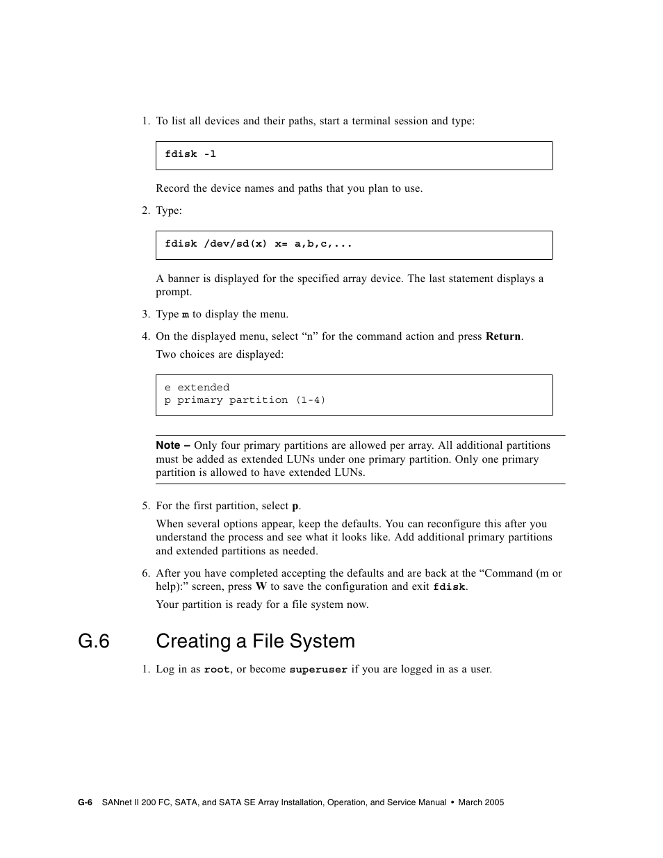 G.6 creating a file system, Creating a file system | Dot Hill Systems II 200 FC User Manual | Page 184 / 210