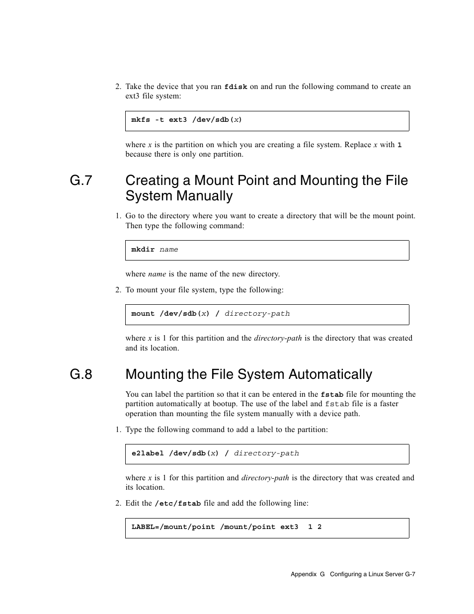 G.8 mounting the file system automatically, Mounting the file system automatically | Dot Hill Systems II 200 FC User Manual | Page 185 / 210