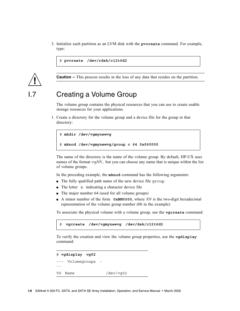 I.7 creating a volume group, Creating a volume group | Dot Hill Systems II 200 FC User Manual | Page 200 / 210