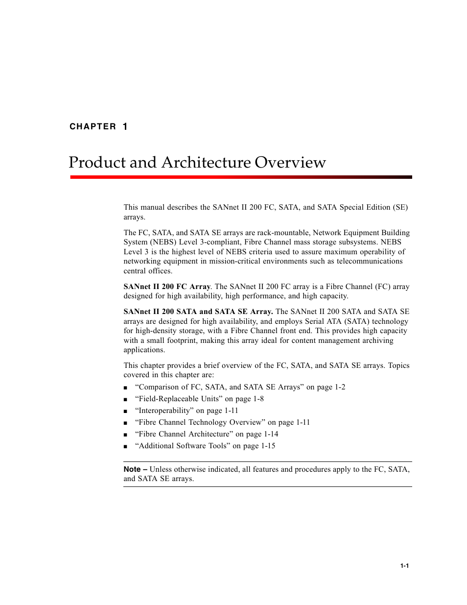 Product and architecture overview, Chapter 1 | Dot Hill Systems II 200 FC User Manual | Page 21 / 210