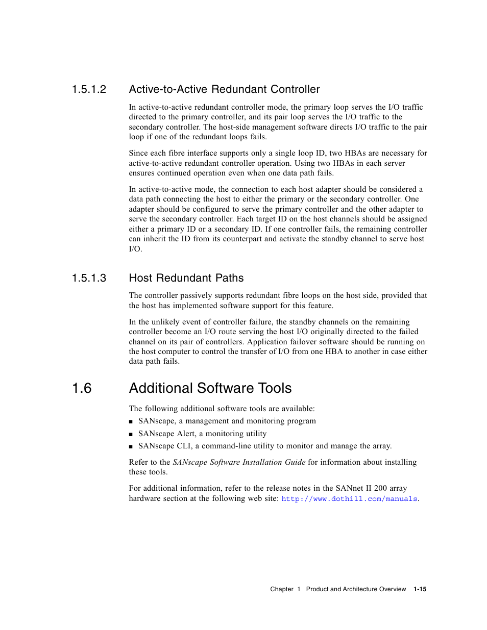 6 additional software tools, Active-to-active redundant controller, Host redundant paths | Additional software tools, 2 active-to-active redundant controller, 3 host redundant paths | Dot Hill Systems II 200 FC User Manual | Page 35 / 210