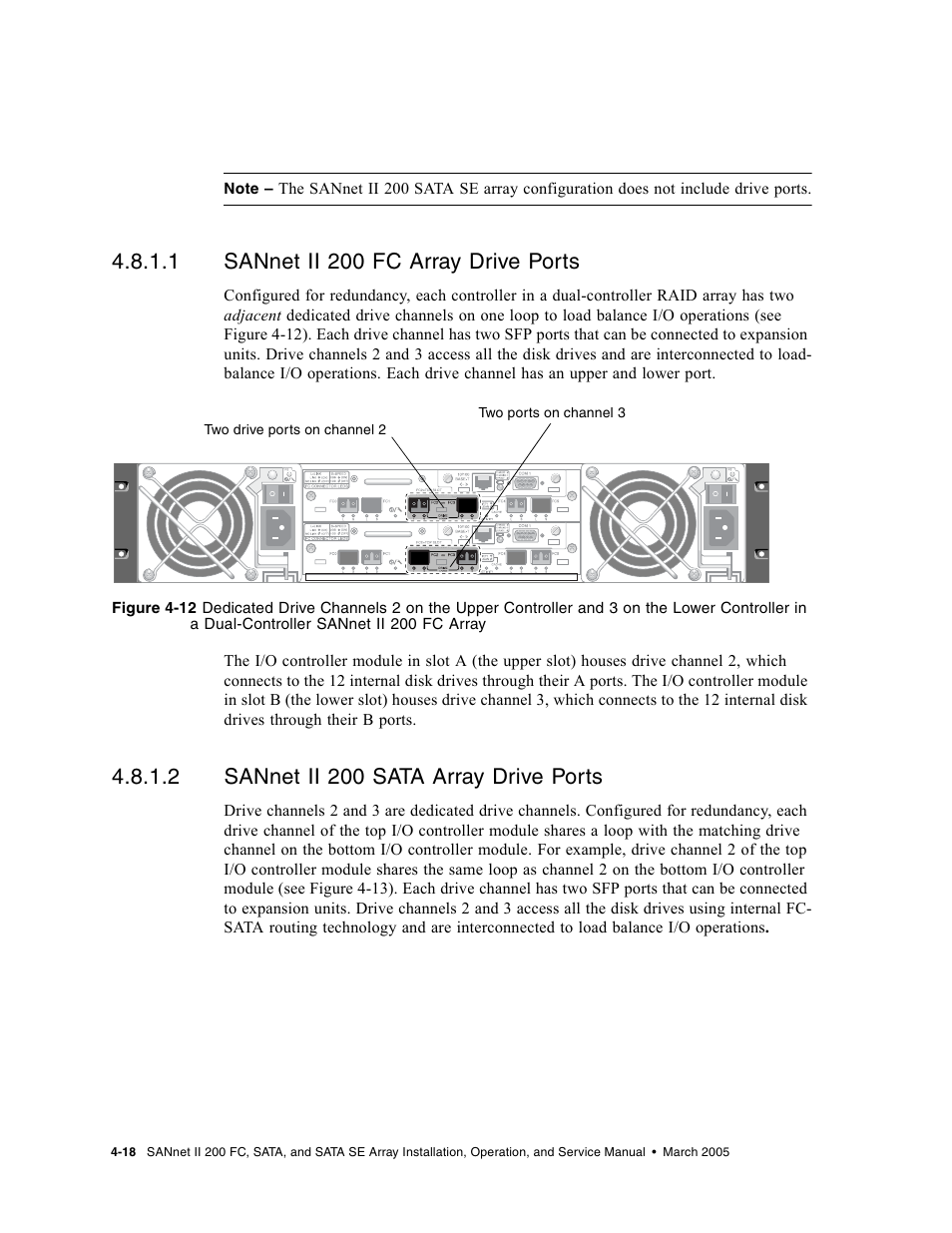 Sannet ii 200 fc array drive ports, Sannet ii 200 sata array drive ports, 1 sannet ii 200 fc array drive ports | 2 sannet ii 200 sata array drive ports | Dot Hill Systems II 200 FC User Manual | Page 66 / 210