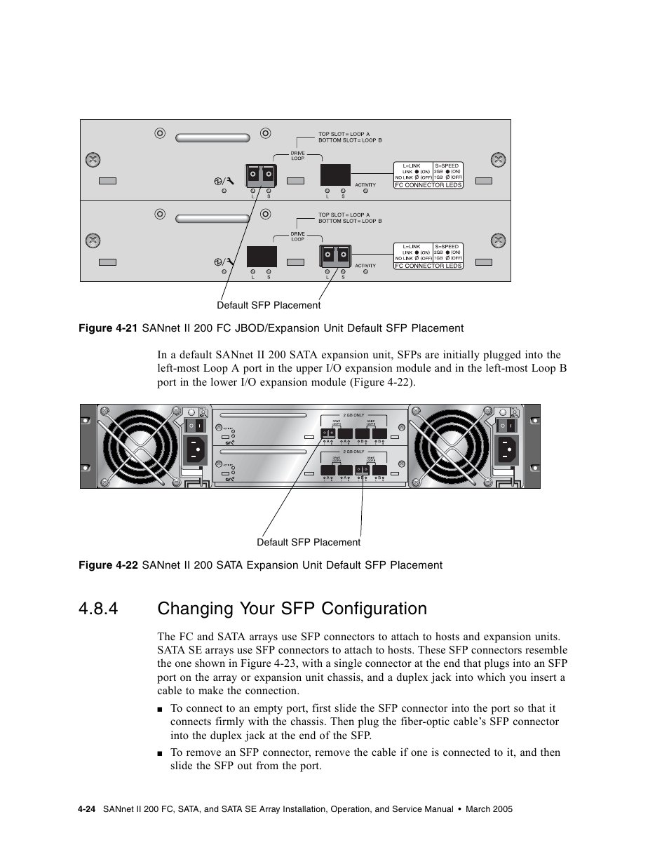 4 changing your sfp configuration, Changing your sfp configuration | Dot Hill Systems II 200 FC User Manual | Page 72 / 210