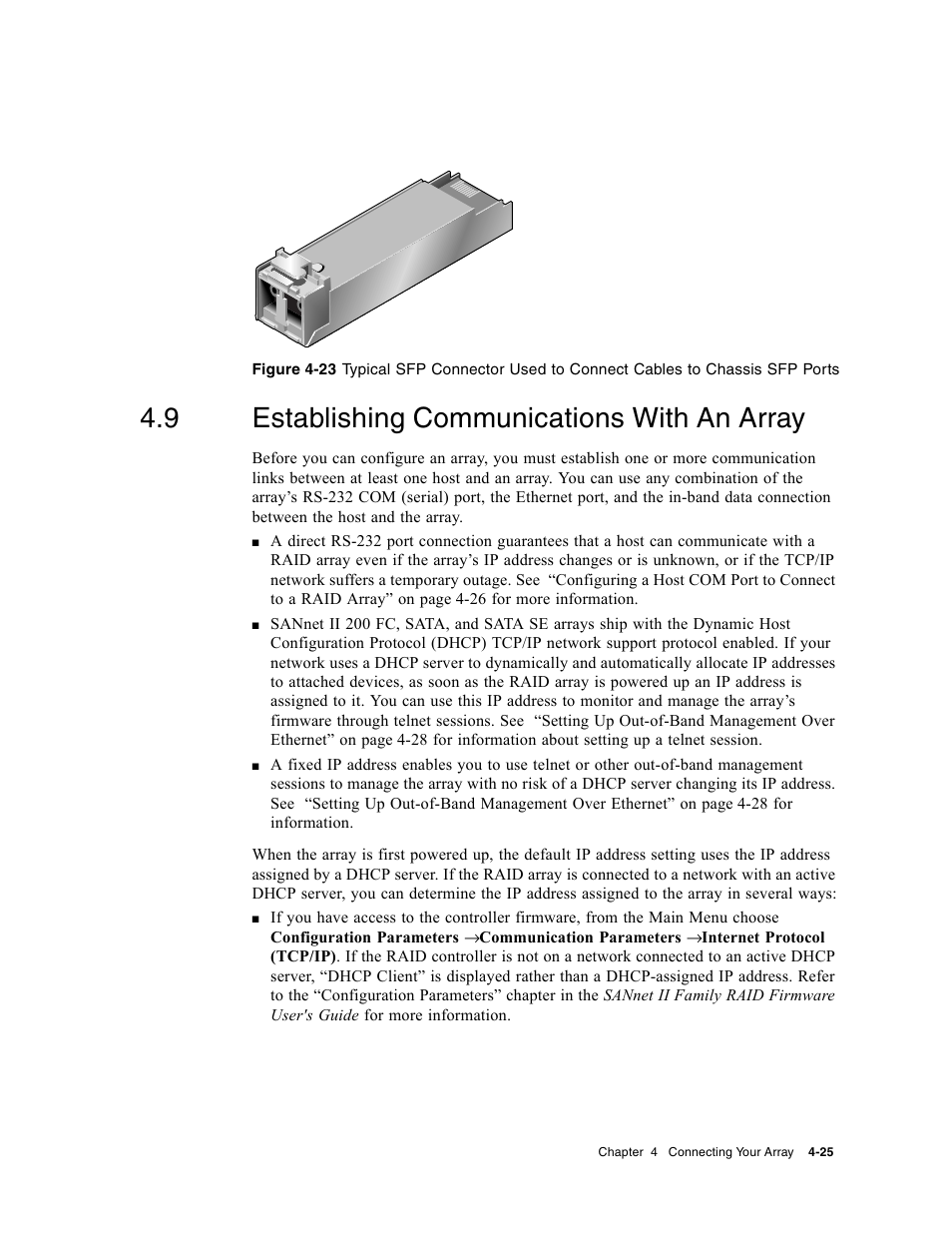 9 establishing communications with an array, Establishing communications with an array | Dot Hill Systems II 200 FC User Manual | Page 73 / 210