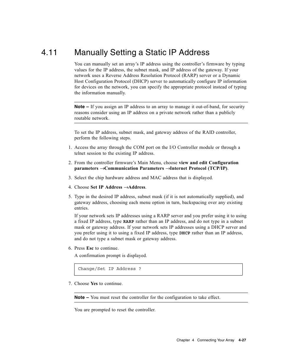 11 manually setting a static ip address, Manually setting a static ip address | Dot Hill Systems II 200 FC User Manual | Page 75 / 210