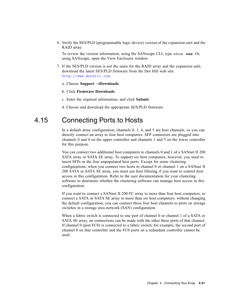 15 connecting ports to hosts, Connecting ports to hosts | Dot Hill Systems II 200 FC User Manual | Page 79 / 210