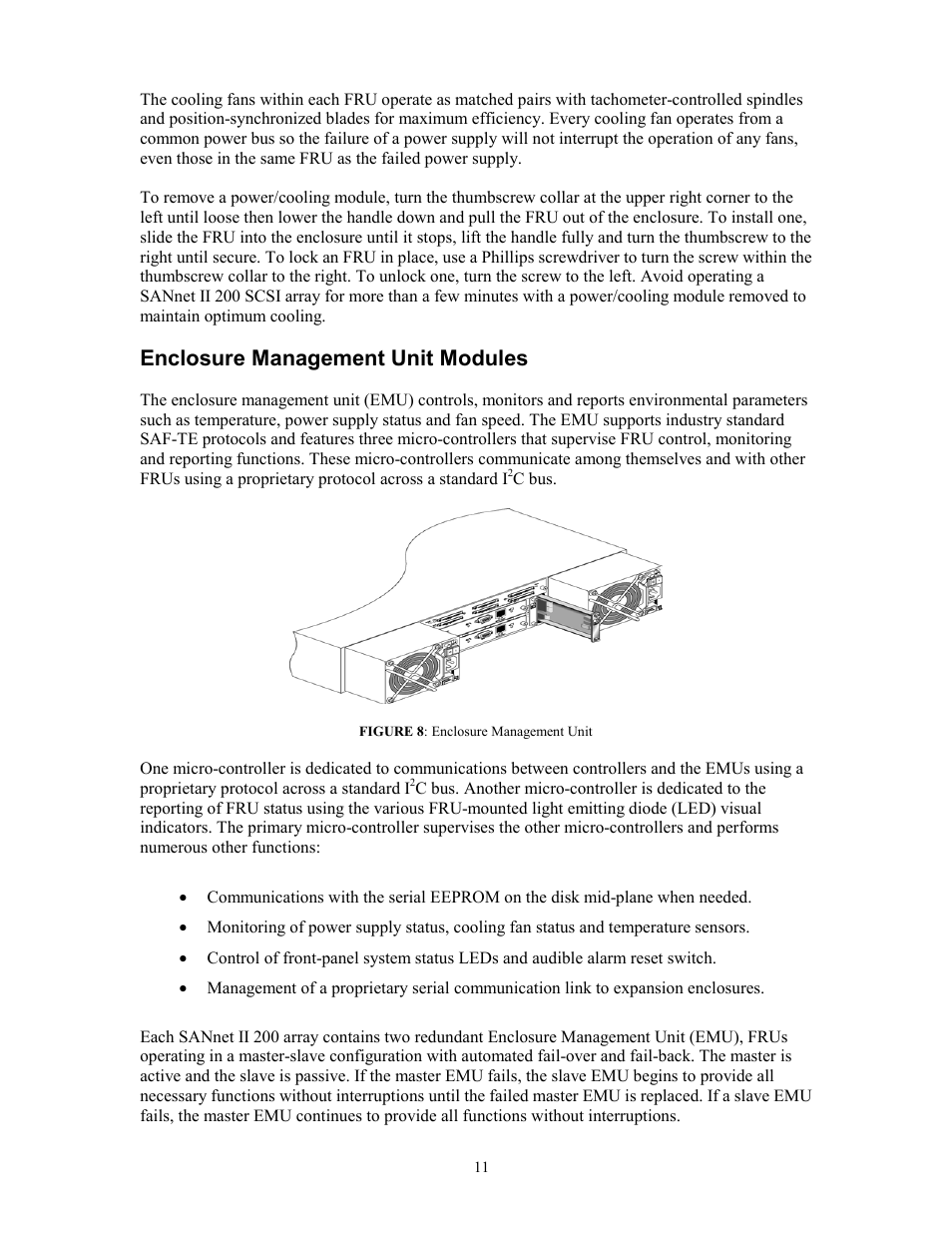 Enclosure management unit modules, Nclosure, Anagement | Odules | Dot Hill Systems SANnet II 200 User Manual | Page 11 / 35