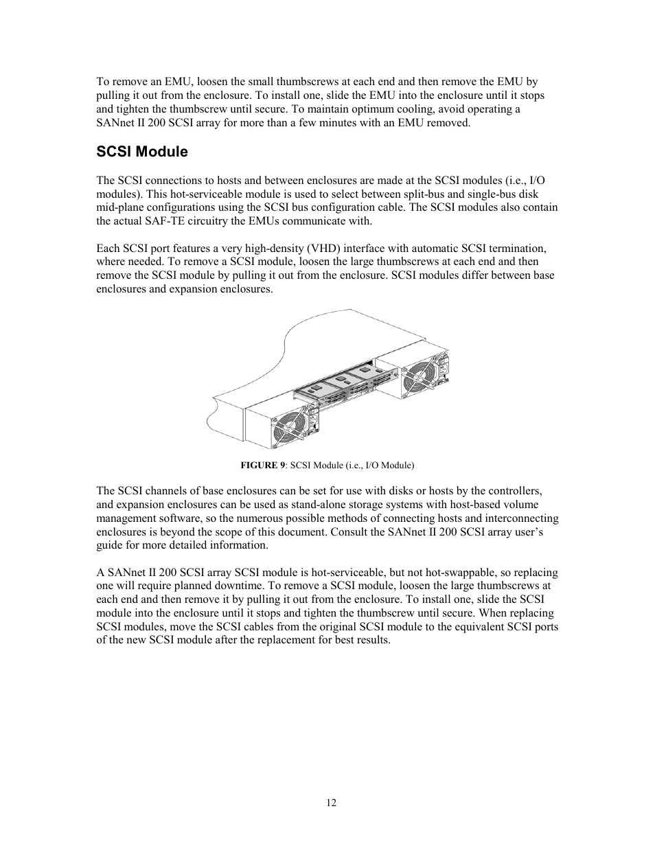 Scsi module, Scsi m, Odule | Dot Hill Systems SANnet II 200 User Manual | Page 12 / 35