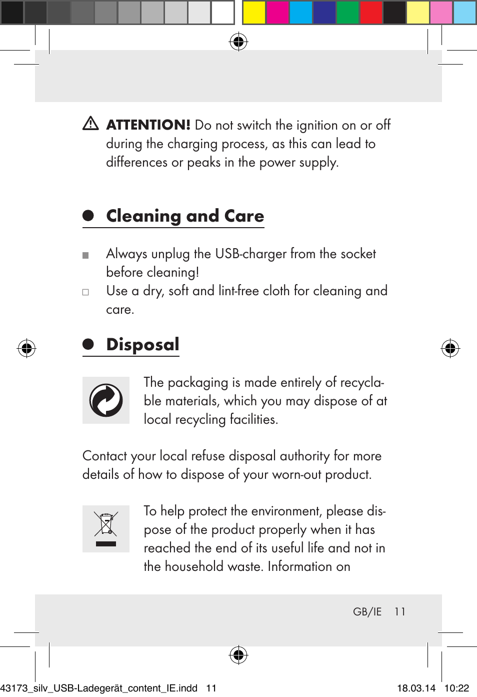 Cleaning and care, Disposal | Silvercrest Z32144A-BS/ Z32144B-BS User Manual | Page 11 / 14