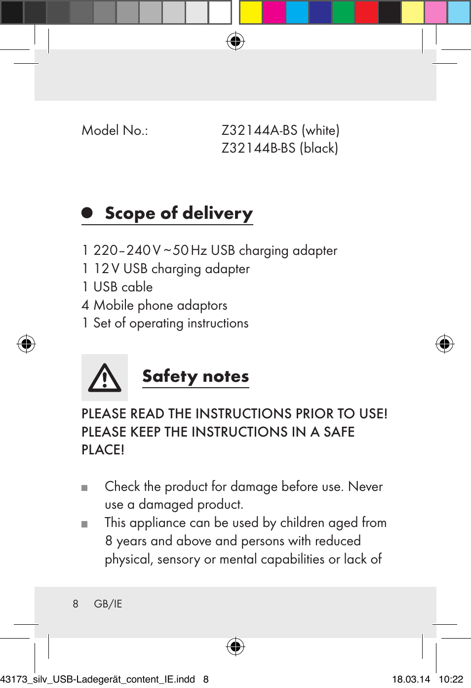 Scope of delivery | Silvercrest Z32144A-BS/ Z32144B-BS User Manual | Page 8 / 14