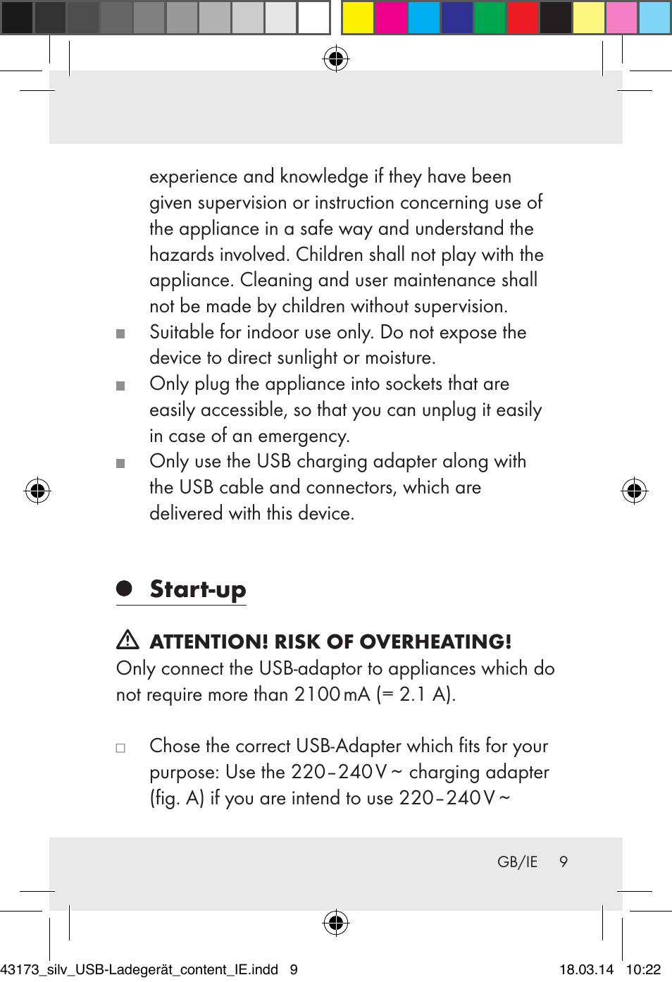 Start-up | Silvercrest Z32144A-BS/ Z32144B-BS User Manual | Page 9 / 14