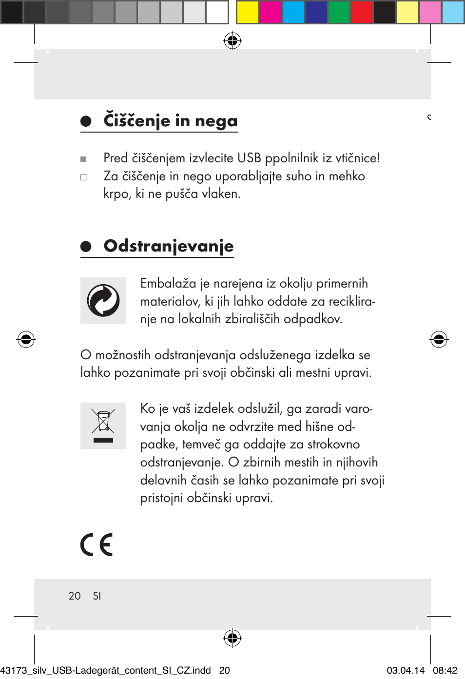 Čiščenje in nega, Odstranjevanje | Silvercrest Z32144A-BS/ Z32144B-BS User Manual | Page 20 / 42