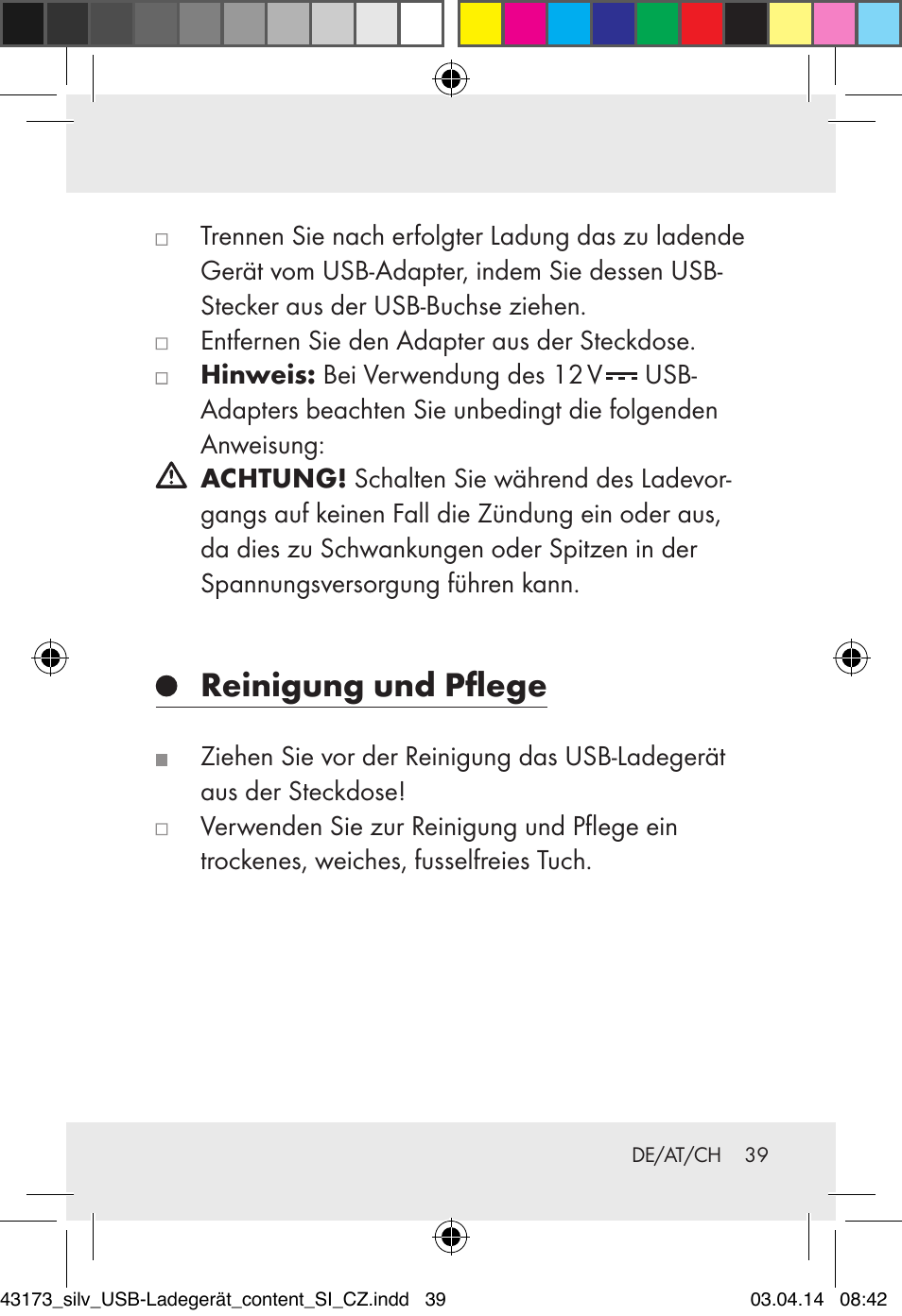 Reinigung und pflege | Silvercrest Z32144A-BS/ Z32144B-BS User Manual | Page 39 / 42
