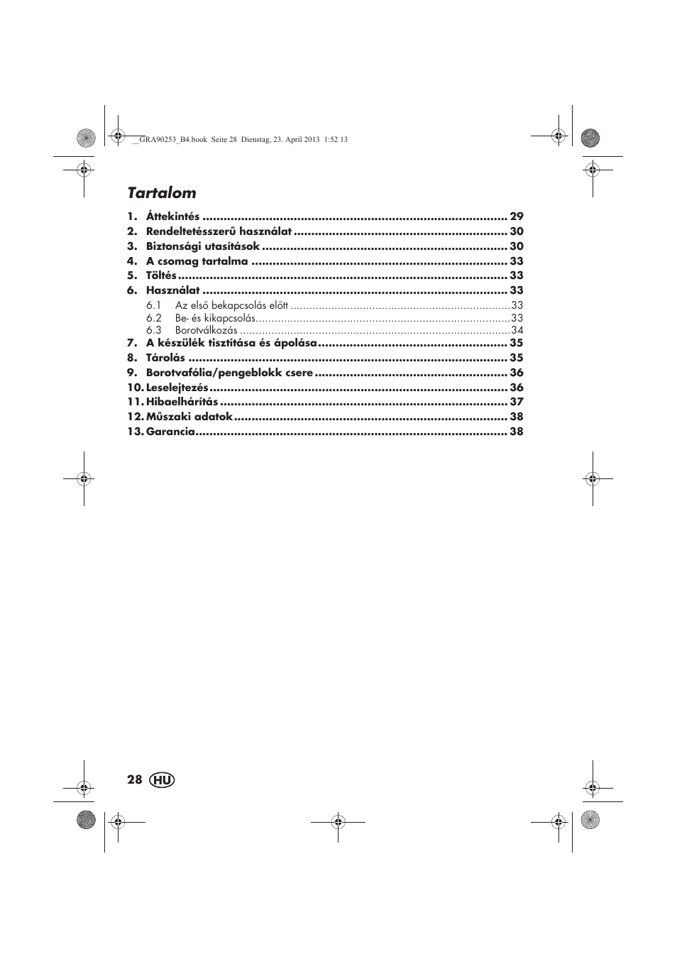 Tartalom | Silvercrest SFR 1200 A1 User Manual | Page 30 / 94