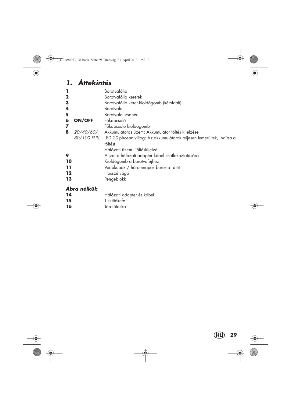 Áttekintés | Silvercrest SFR 1200 A1 User Manual | Page 31 / 94