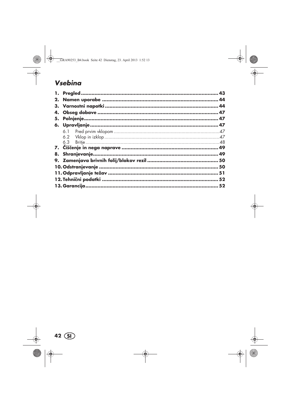 Vsebina | Silvercrest SFR 1200 A1 User Manual | Page 44 / 94
